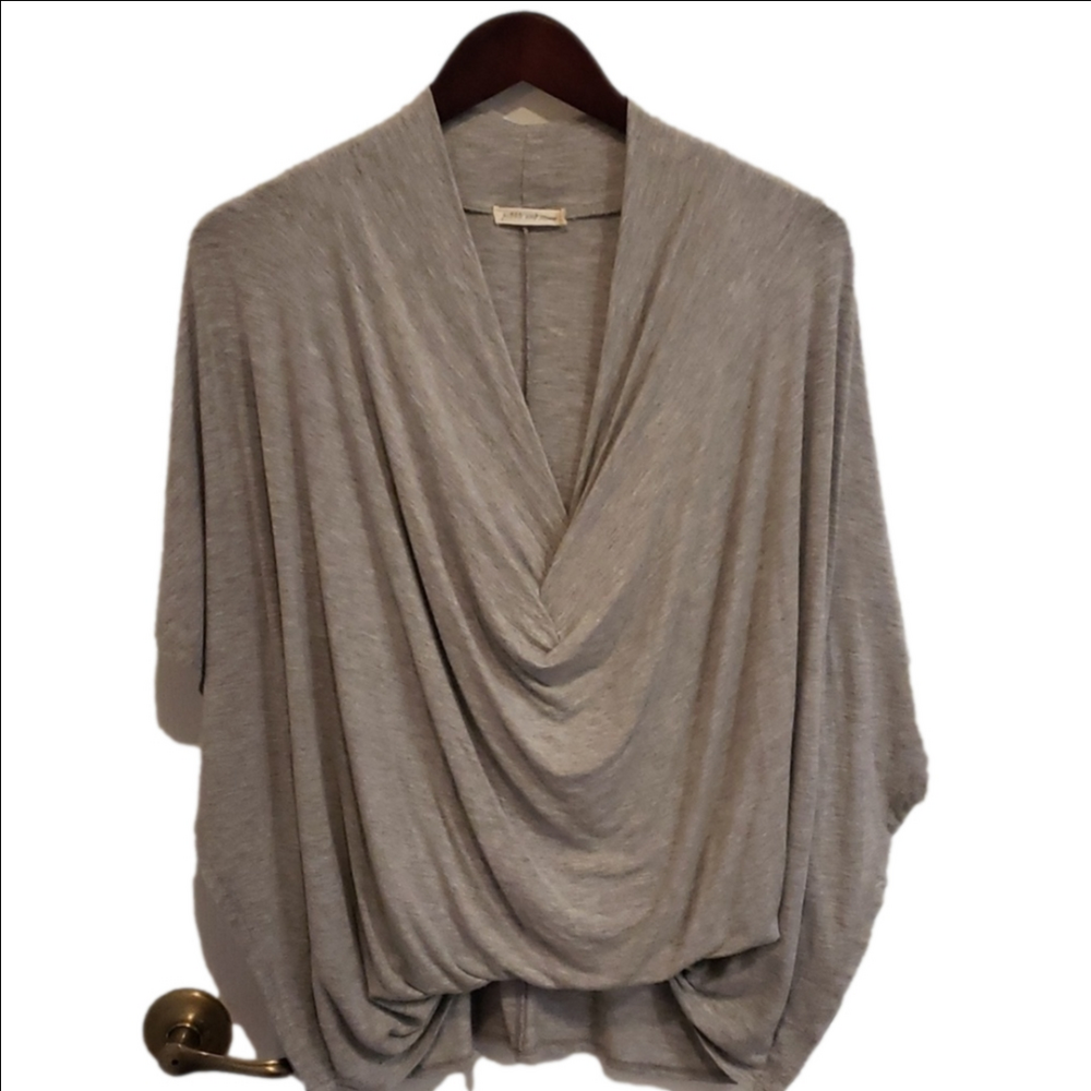 Pebble and Stone top lightweight with drape front and shawl collar